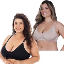 Kit 2 Sutian Plus Size Reforçado Feminino Sem Bojo Alça Grossa Sustentação Lingerie Comum Sutiã