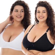 Kit 2 Sutian Plus Size Reforçado Feminino Sem Bojo Alça Grossa Sustentação Lingerie Comum Sutiã