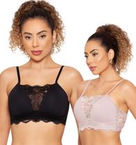 Kit 2 Sutias Bojo Renda Macia Soutien Feminino Rendado Decote Confortável