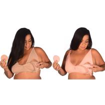 Kit 2 Sutiãs de Amamentação PLUS SIZE Reforçado Algodão sem Bojo Soutien Pós Parto Grávida Sustentação Feminino Amamentar Sutian Adulto Seios Grandes