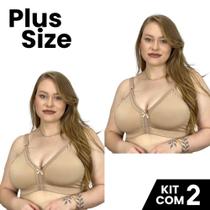 Kit 2 Sutiãs Plus Size Estrutura Reforçado Alça Larga Microfibra Tamanhos Maiores 50/52/54/56