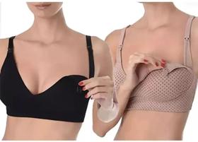 Kit 2 Sutiãs Pós Parto Para Amamentação Sem Bojo Algodão Love Secret