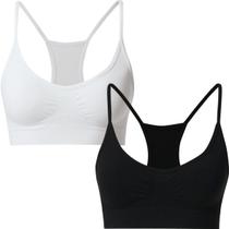Kit 2 Sutias Top Fitness Nadador Sem Costura Sem Bojo Em Microfibra SHE Com Alça Fina