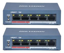 Kit 2 Switch Hikvision 5 Portas Poe Ds-3e0105p-e/m Gigabit