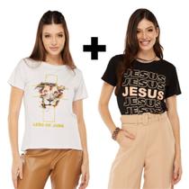 Kit 2 T Shirt Blusinhas Moda Evangélica Leão De Judá E Jesus