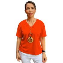 Kit 2 T-shirt Feminina Manga Curta Blusa Gola V Premium Elegante