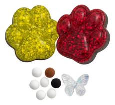 Kit 2 Taba Squish Patinhas Gato Glitter Com Acessórios Fofo