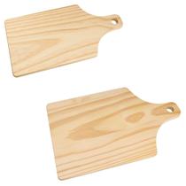 Kit 2 Tábua carne com cabo 37x19Cm e 40x25Cm de pau madeira
