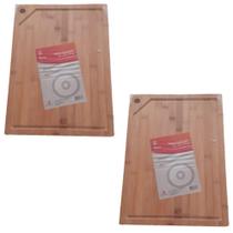 Kit 2 Tabua De Bambu Carne Madeira Churrasco Grande