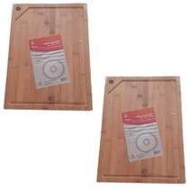 Kit 2 Tabua De Bambu Carne Madeira Churrasco Grande