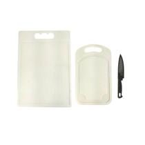 kit 2 tabua de corte com faca corta carne legumes de plastico resistente cozinha - shopmanu