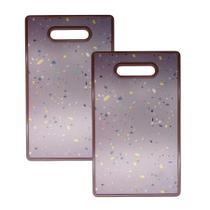 Kit 2 Tábua De Corte Para Carne Legumes Cozinha Plástico Resistente Vinho