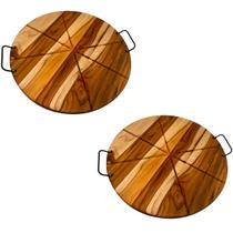 Kit 2 Tábua Para Pizza De Madeira 43 Cm Para Servir Com Alça Kit 2 Tábua Para Pizza De Madeira 43 Cm Para Servir Com Alça