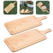 Kit 2 Tabua Para Servir De Bambu Petiscos Churrasco Frios Aperitivo 39x15cm Lyor