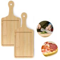 Kit 2 Tábuas Bandeja De Corte Em Bambu Com Alça Churrasco