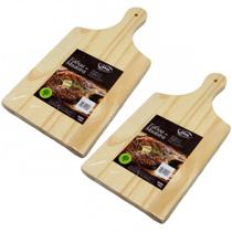 Kit 2 Tábuas De Carne Churrasco Corte Madeira 40cm Reforçada Alimentos Prática e Higiênica