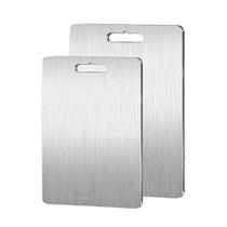 Kit 2 Tábuas de Corte Inox Retangular Moderna Carne Cozinha Gourmet Almoço Massas Legumes Frutas Churrasco Restaurante Buffet Festas Eventos