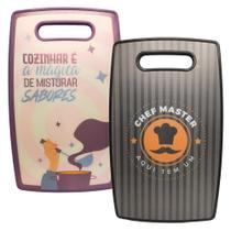 Kit 2 Tabuas De Corte Plástico Carnes Legumes Churrasco Frios 36,5cm