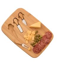 Kit 2 Tabuas de Frios Bambu Madeira Com Kit Utensilios Petiscos