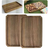 Kit 2 Tábuas De Madeira Acácia Rústico 23cm P/ Servir Frios Petiscos Queijos