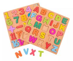 Kit 2 Tabuleiros Letras Alfabeto Números Didático Pedagógico