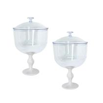 Kit 2 Taça Americana C/ Tampa 1.250L Transparente Sobremesas