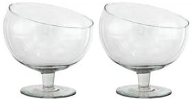Kit 2 Taça de Vidro Boca Torta Sobremesa Festas Decorativa Bomboniere de Mesa Tam. Grande 1,9 Litro 17x19,5 cm (PAR)