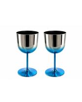 Kit 2 Taça Gin Metalizada Azul Gold 600ml Elegante P/Drinks Kit 2 Taça Gin Metalizada Azul Gold 600ml Elegante P/Drinks
