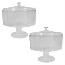 Kit 2 Taça Sobremesa Bolo Doce Festa Acrílico Redonda 2,2l