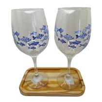 Kit 2 Taças Bandeja Peixes Cristal Personalizada Vinho 490ml Kit 2 Taças Bandeja Peixes Cristal Personalizada Vinho 490ml