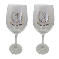 Kit 2 Taças Bodas De Ouro 50 Anos Casal Personalizada Vinho Kit 2 Taças Bodas De Ouro 50 Anos Casal Personalizada Vinho