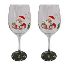 Kit 2 Taças de Vidro 490 ml de Natal Papai Noel Verde Kit 2 Taças de Vidro 490 ml de Natal Papai Noel Verde