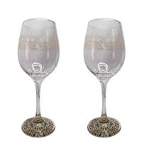 Kit 2 Taças De Vidro Grande 490Ml Vinho Água Mosaico Kit 2 Taças De Vidro Grande 490Ml Vinho Água Mosaico