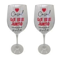 Kit 2 Taças Frase Casal Bebe Junto Amor Personalizada Vinho Kit 2 Taças Frase Casal Bebe Junto Amor Personalizada Vinho