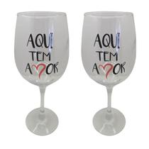 Kit 2 Taças Frase Tem Amor Namorado Personalizada Vinho