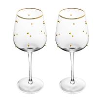 Kit 2 Taças para Vinho Balls Fio de Ouro 350ml Vidro Kit 2 Taças para Vinho Balls Fio de Ouro 350ml Vidro