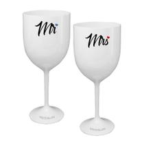 Kit 2 Taças Vinho Mr&Mrs Acrílico - Para Dia Dos Namorados