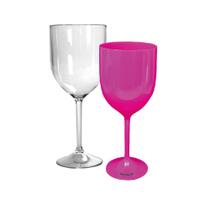 Kit 2 Taças Vinho Rosa E Transparente Acrílico Ps