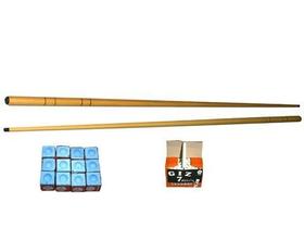 Kit 2 Taco 1,30m 1 Dz Giz Azul E 1 Cx Branco Sinuca Bilhar Kit 2 Taco 1,30m 1 Dz Giz Azul E 1 Cx Branco Sinuca Bilhar