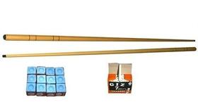 Kit 2 Taco Pequeno 1 M + 1 Dz Giz Azul E 1 Cx Branco Sinuca