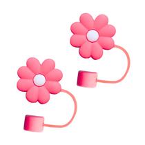 Kit 2 Tampa Protetora de Canudo para Garrafa de Água Silicone em Forma de Flor Cerejeira 10mm