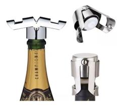 Kit 2 Tampas Garrafa Champagne Selador Rolha Vacuo Inox