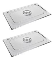 Kit 2 Tampas Para Cuba Gastronômica Gn 1/1 Aço Inox Buffet