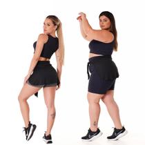 Kit 2 Tapa Bumbum Saia Feminino para Academia Treino Fitness