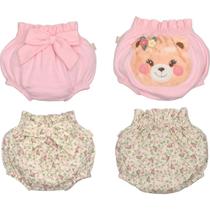 Kit 2 Tapa Fralda Bebê Menina Rosa Ursinho Floral Upi Uli Kit 2 Tapa Fralda Bebê Menina Rosa Ursinho Floral Upi Uli