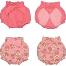 Kit 2 Tapa Fralda Bebê Menina Rosa Ursinho Lacinho Upi Uli