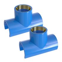 Kit 2 Tapa Furo Tee PVC/Latão Rosca 25mm x 3/4" Azul Estrela Kit 2 Tapa Furo Tee PVC/Latão Rosca 25mm x 3/4" Azul Estrela