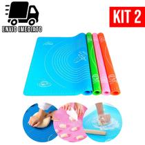 Kit 2 Tapete Culinário de Silicone Antiaderente Massas Confeitaria Medidor Assar Culinária Cozinha