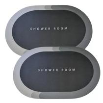 Kit 2 Tapete Oval Antiderrapante Banheiro Super Absorvente Dobravel Flexivel Couro Nappa Camada Esponja Lavável Lavabo