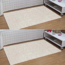 Kit 2 Tapete Passadeira Quarto Classic 50 X 100 Creme Perola